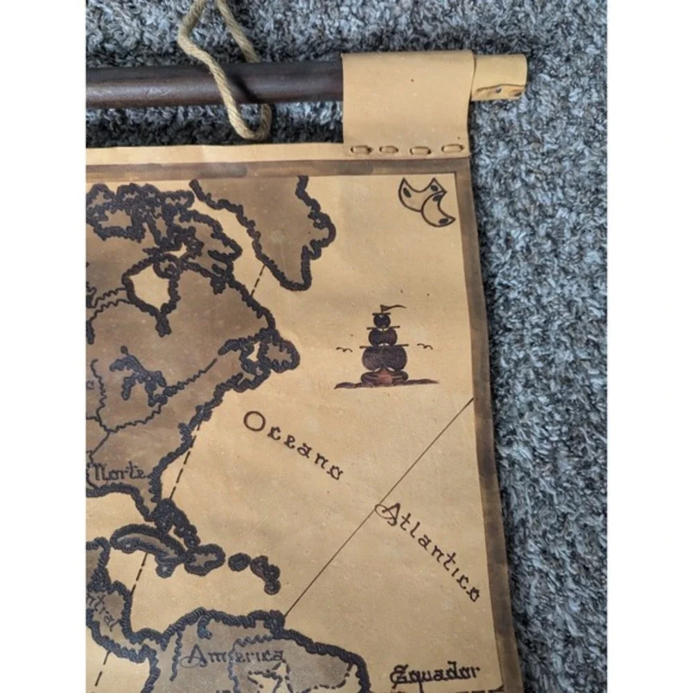 Novica Handmade Map‎ of Latin America Leather Hanging Wall Tapestry Brown